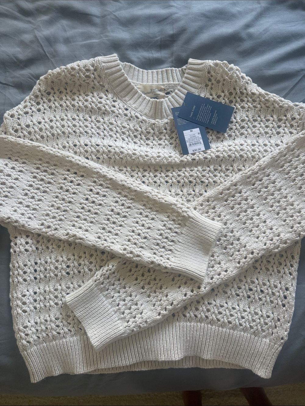 Universal Thread Ivory Open-Weave Crewneck Sweater